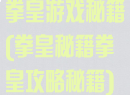 拳皇游戏秘籍(拳皇秘籍拳皇攻略秘籍)