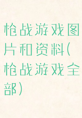 枪战游戏图片和资料(枪战游戏全部)