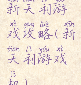 新天利游戏攻略(新天利游戏机)