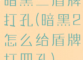 暗黑二盾牌打孔(暗黑2怎么给盾牌打四孔)