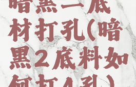 暗黑二底材打孔(暗黑2底料如何打4孔)