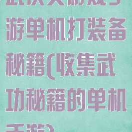 武侠类游戏手游单机打装备秘籍(收集武功秘籍的单机手游)