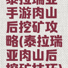 泰拉瑞亚手游肉山后挖矿攻略(泰拉瑞亚肉山后挖矿技巧)