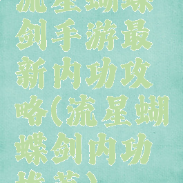 流星蝴蝶剑手游最新内功攻略(流星蝴蝶剑内功推荐)