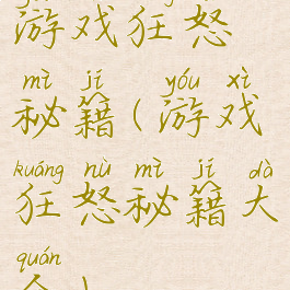 游戏狂怒秘籍(游戏狂怒秘籍大全)