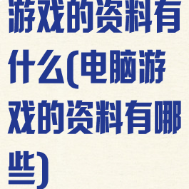 游戏的资料有什么(电脑游戏的资料有哪些)