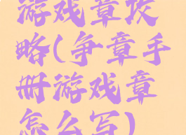 游戏章攻略(争章手册游戏章怎么写)