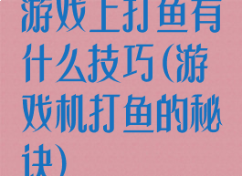游戏上打鱼有什么技巧(游戏机打鱼的秘诀)