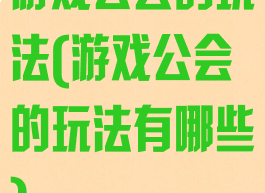 游戏公会的玩法(游戏公会的玩法有哪些)