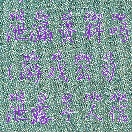 游戏公司泄漏资料吗(游戏公司泄露个人信息)