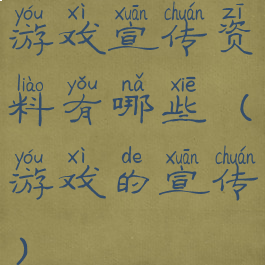 游戏宣传资料有哪些(游戏的宣传)