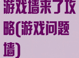 游戏墙来了攻略(游戏问题墙)