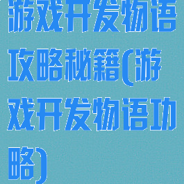 游戏开发物语攻略秘籍(游戏开发物语功略)