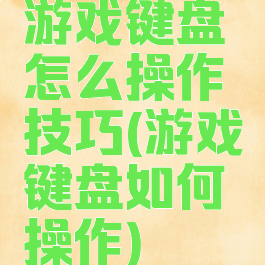 游戏键盘怎么操作技巧(游戏键盘如何操作)