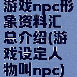 游戏npc形象资料汇总介绍(游戏设定人物叫npc)