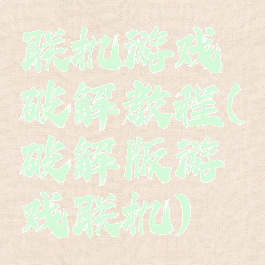 联机游戏破解教程(破解版游戏联机)