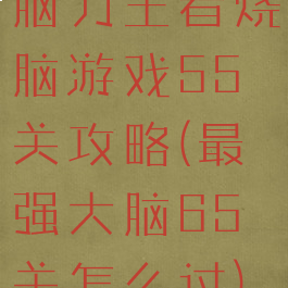 脑力王者烧脑游戏55关攻略(最强大脑65关怎么过)
