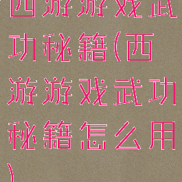 西游游戏武功秘籍(西游游戏武功秘籍怎么用)