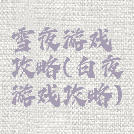 雪夜游戏攻略(白夜游戏攻略)