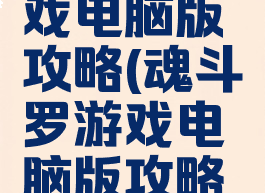 魂斗罗游戏电脑版攻略(魂斗罗游戏电脑版攻略视频)