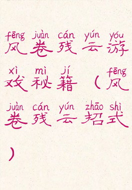 风卷残云游戏秘籍(风卷残云招式)