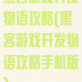 黑客游戏开发物语攻略(黑客游戏开发物语攻略手机版)
