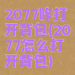2077咋打开背包(2077怎么打开背包)