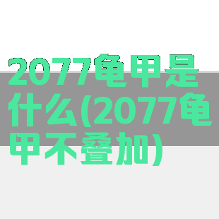 2077龟甲是什么(2077龟甲不叠加)