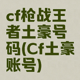 cf枪战王者土豪号码(Cf土豪账号)