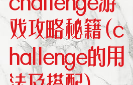challenge游戏攻略秘籍(challenge的用法及搭配)