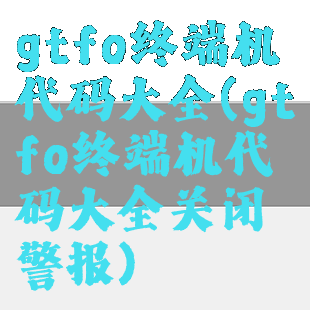 gtfo终端机代码大全(gtfo终端机代码大全关闭警报)