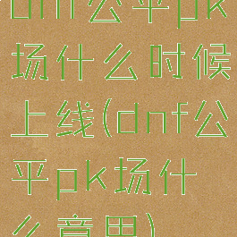 dnf公平pk场什么时候上线(dnf公平pk场什么意思)