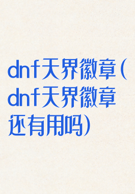 dnf天界徽章(dnf天界徽章还有用吗)