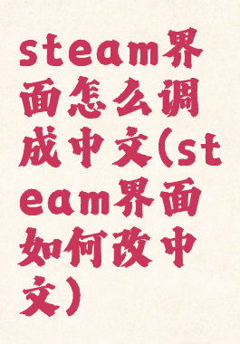 steam界面怎么调成中文(steam界面如何改中文)