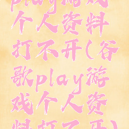play游戏个人资料打不开(谷歌play游戏个人资料打不开)