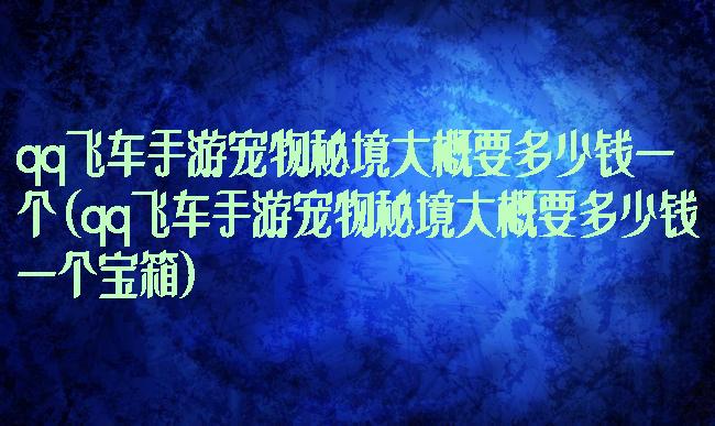 qq飞车手游宠物秘境大概要多少钱一个(qq飞车手游宠物秘境大概要多少钱一个宝箱)
