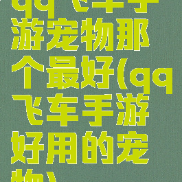 qq飞车手游宠物那个最好(qq飞车手游好用的宠物)