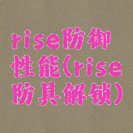 rise防御性能(rise防具解锁)
