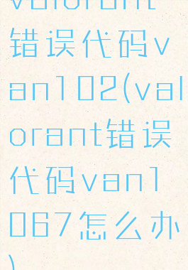 valorant错误代码van102(valorant错误代码van1067怎么办)